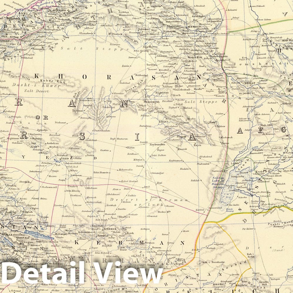 Persia and Afghanistan - Boundary Map, 1861 - Historical Map Print