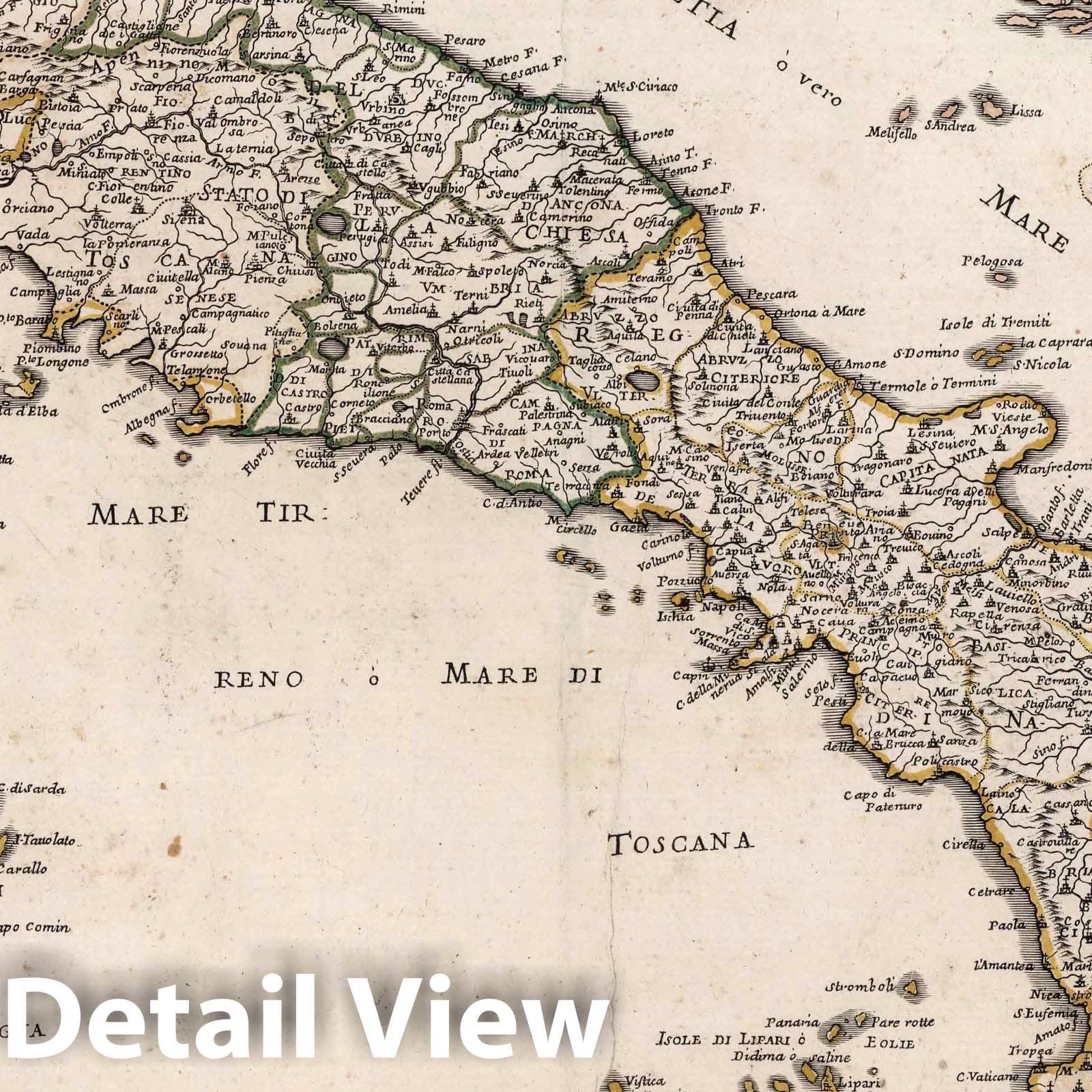 Italy - River Map, 1692 - Historical Map Print