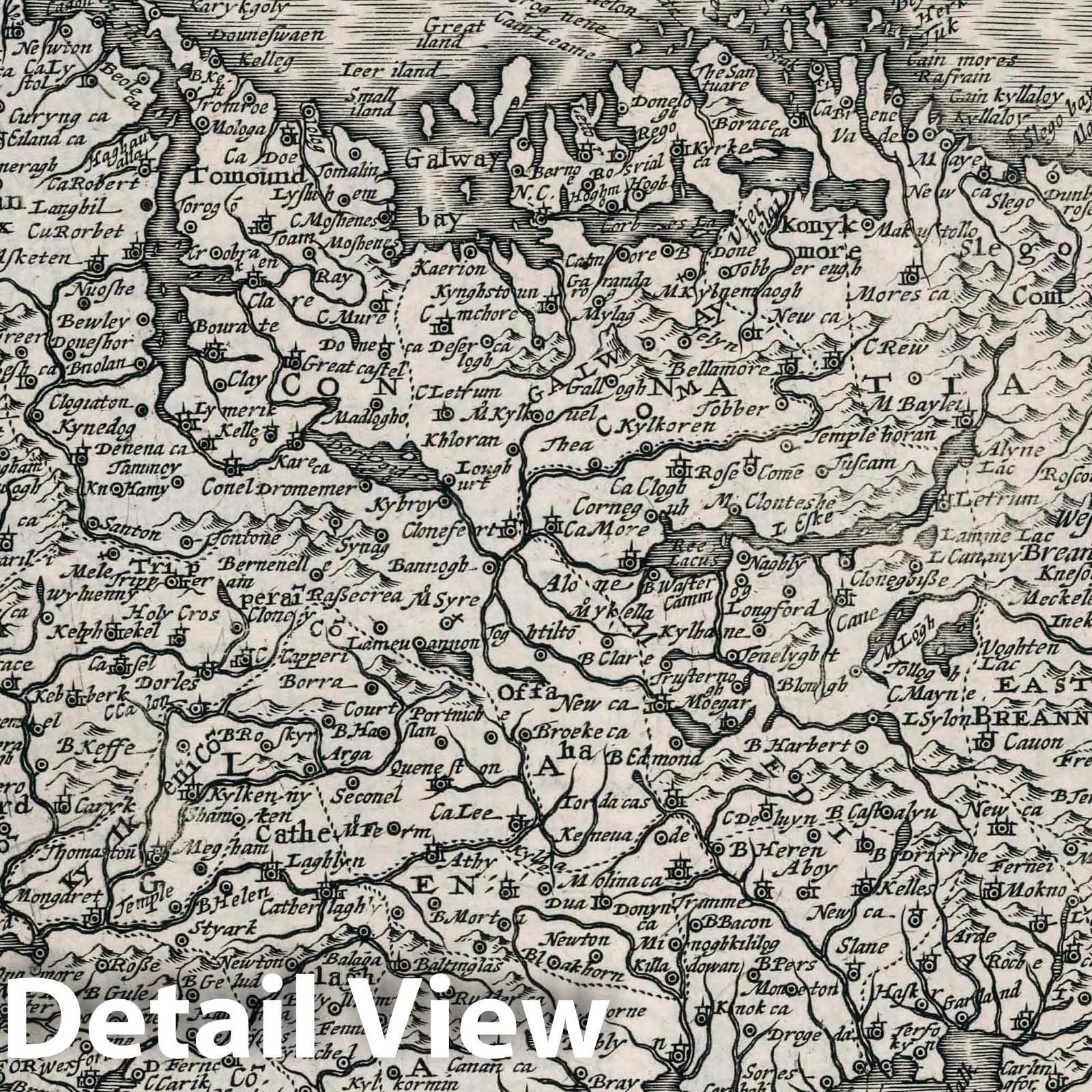 Ireland - River Map, 1636 - Historical Map Print