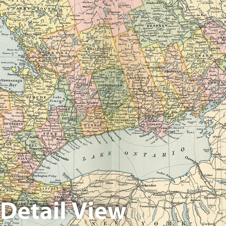 Ontario - Railroad Map, 1892 - Historical Map Print