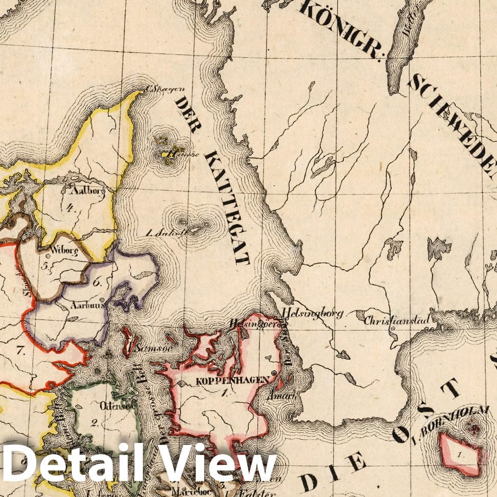 Denmark, 1825 - Historical Map Print