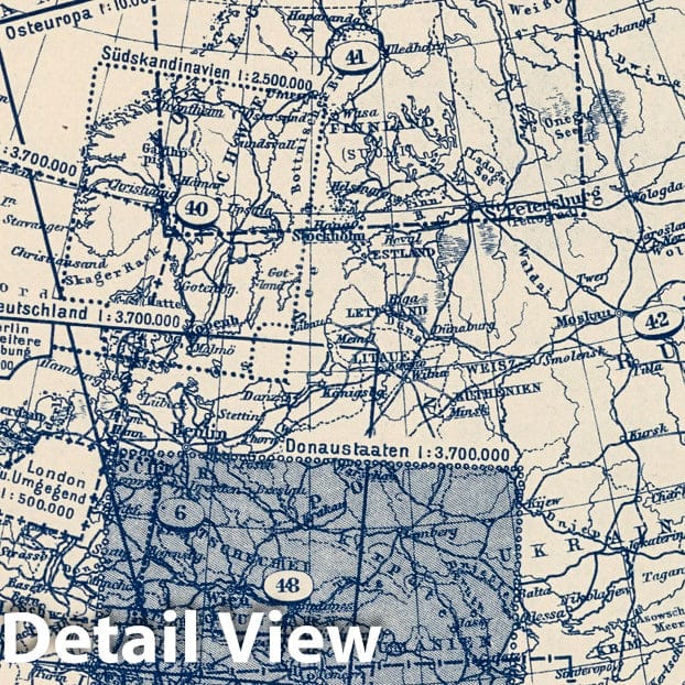 Historic Wall Map : Index Map: 48. Donaustaaten. Danubian States, 1925 - Vintage Wall Art