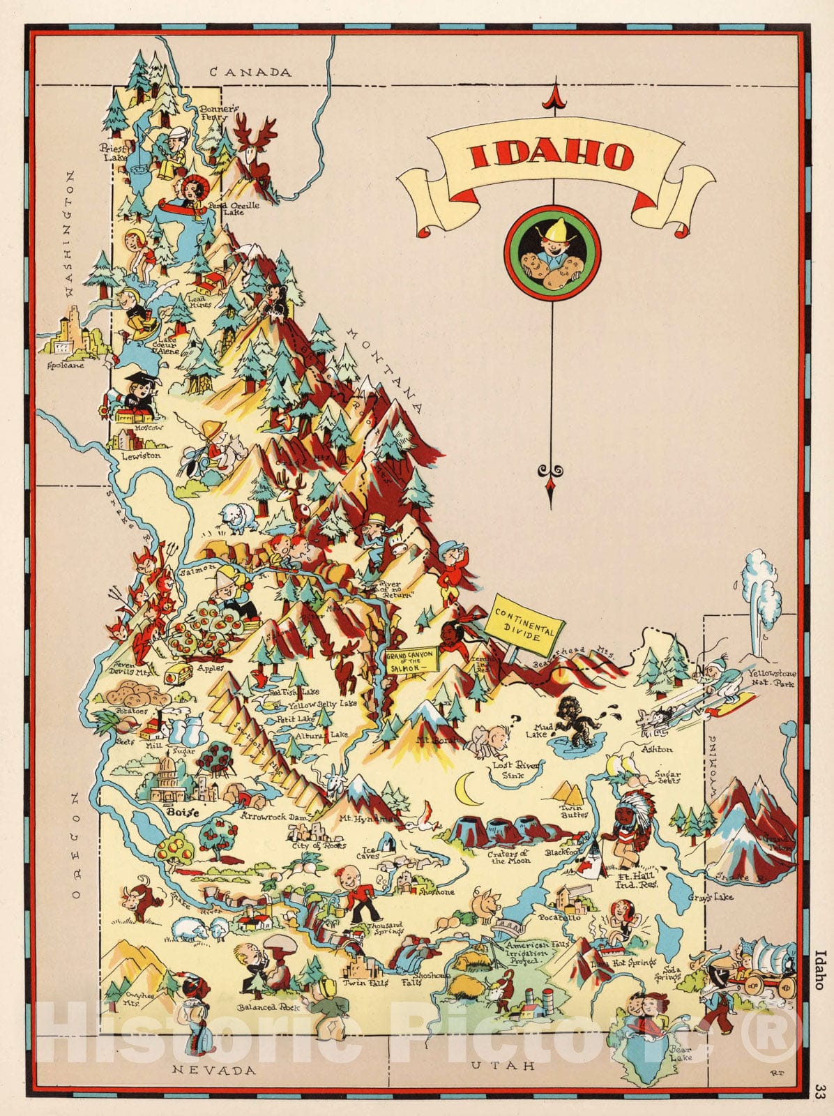 Historic Map, Idaho. 1935 - Vintage Wall Art