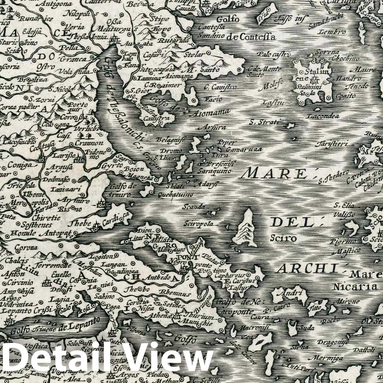Greece - River Map, 1636 - Historical Map Print