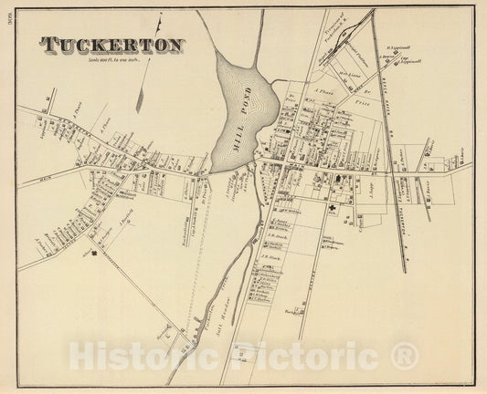 Historic Map : State Atlas Map, Tuckerton. 1878 - Vintage Wall Art
