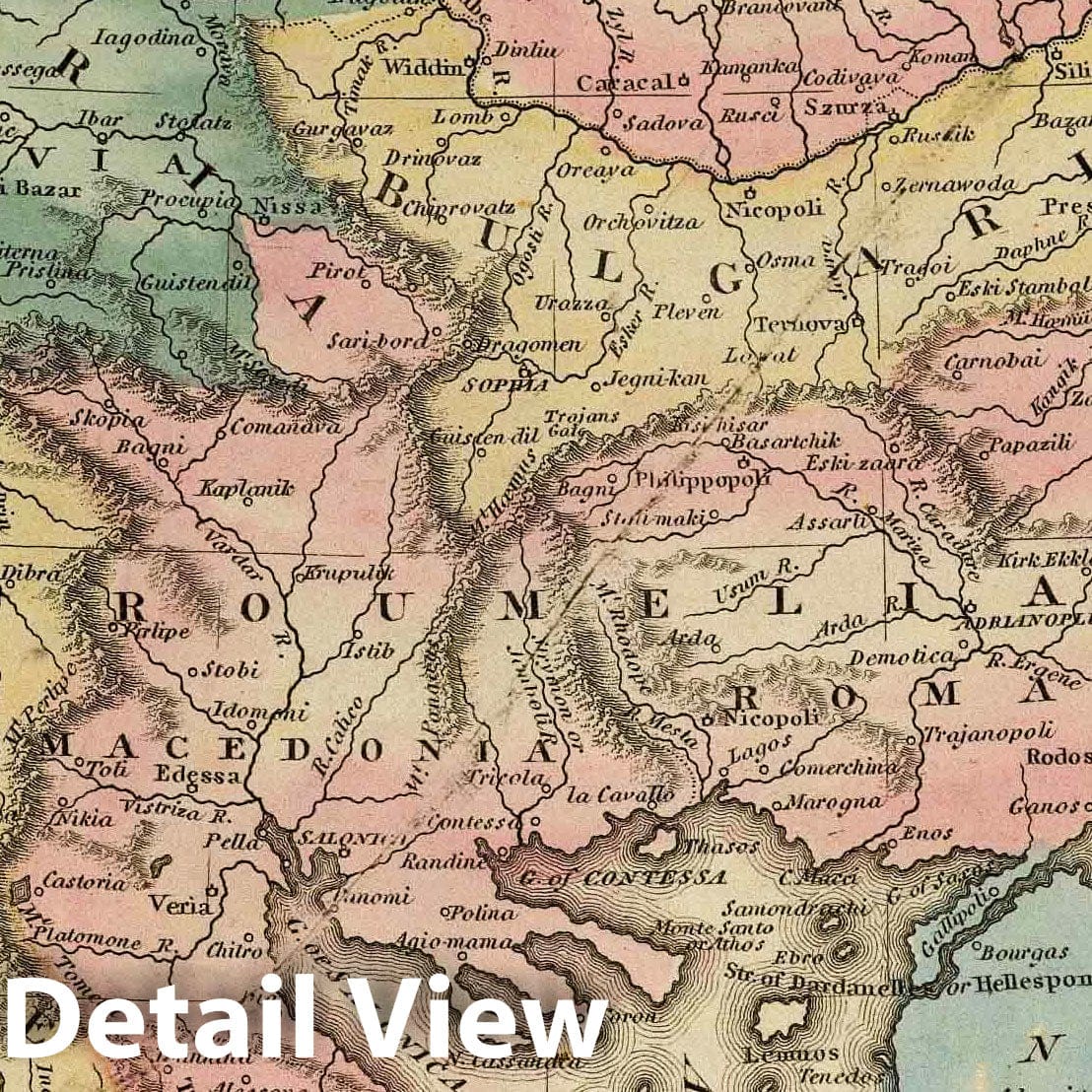 Turkey - River Map, 1823 - Historical Map Print
