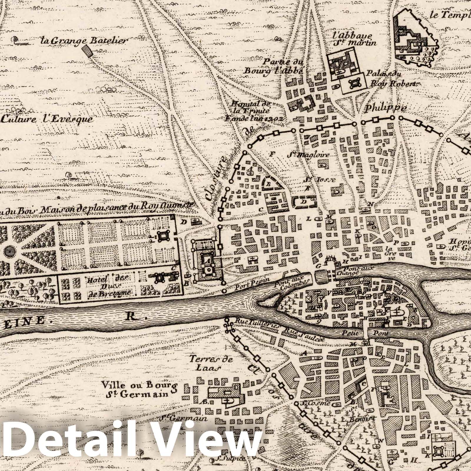 Paris, France 1714 Historical Map Print - Nicolas de Fer Atlas