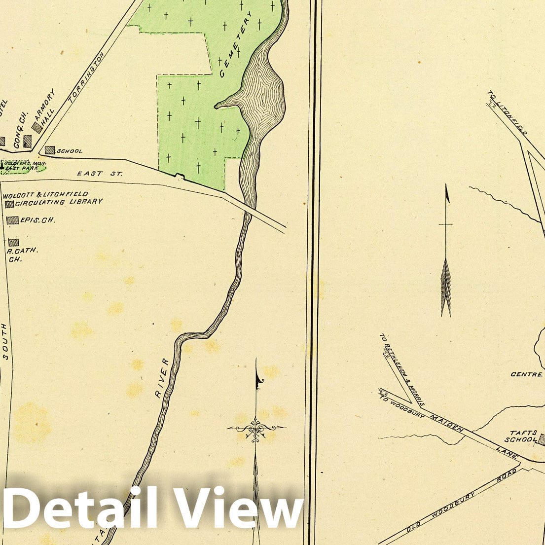 Historic Map : State Atlas Map, Litchfield, Watertown. 1893 - Vintage Wall Art