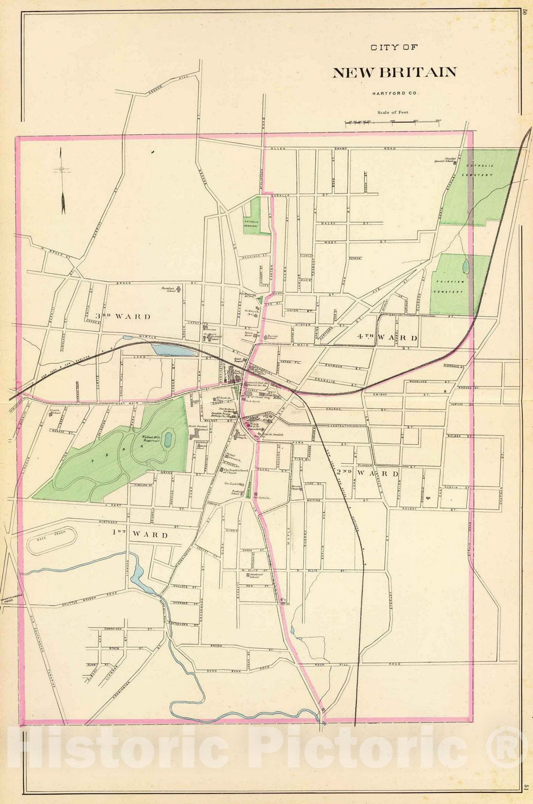 Historic Map : State Atlas Map, New Britain. 1893 - Vintage Wall Art