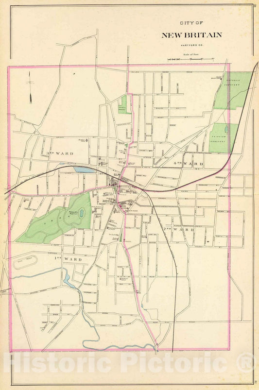 Historic Map : State Atlas Map, New Britain. 1893 - Vintage Wall Art