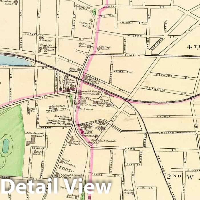 Historic Map : State Atlas Map, New Britain. 1893 - Vintage Wall Art