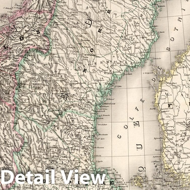 Denmark, Sweden, and Norway - Road Map, 1863 - Historical Map Print