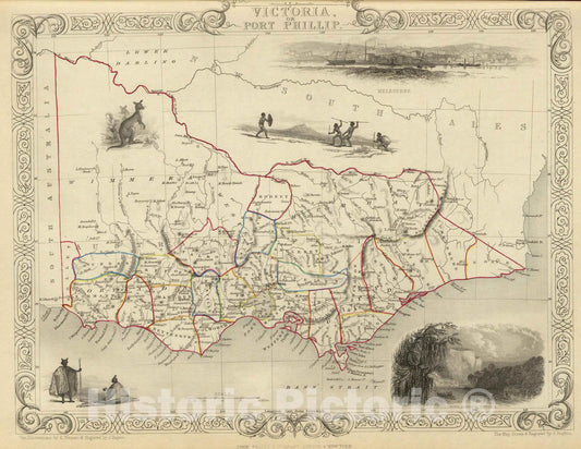 Historic Map : World Atlas Map, Victoria Or Port Phillip. 1851 - Vintage Wall Art
