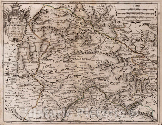 Historic Map : Spain, Iberian Peninsula, EuropeIl regno di Castiglia vecchia 1696 , Vintage Wall Art