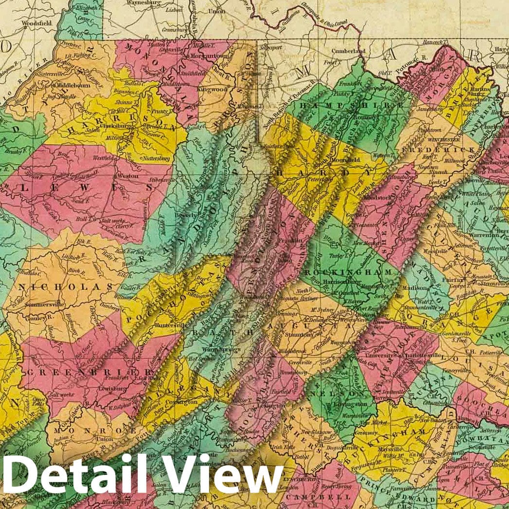 Virginia, 1831 - Historical Map Print from Finley's Atlas