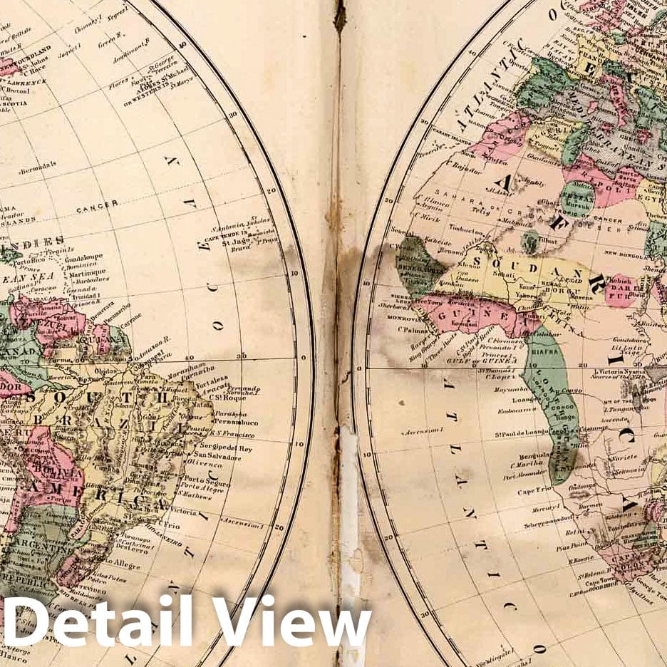 Eastern and Western Hemispheres - Property Map, 1882 - Historical Map Reproduction