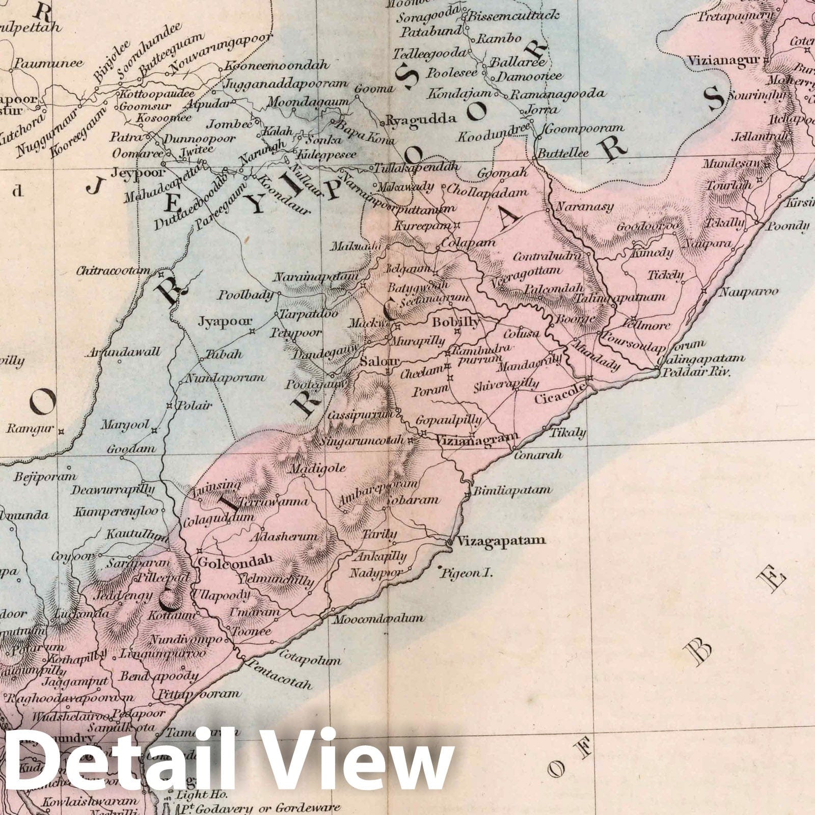 Orissa Region, India - 1856 Historical Map Print