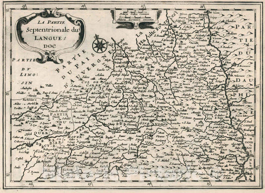Historic Map : France,La partie Septentrionale du Languedoc 1636 , Vintage Wall Art