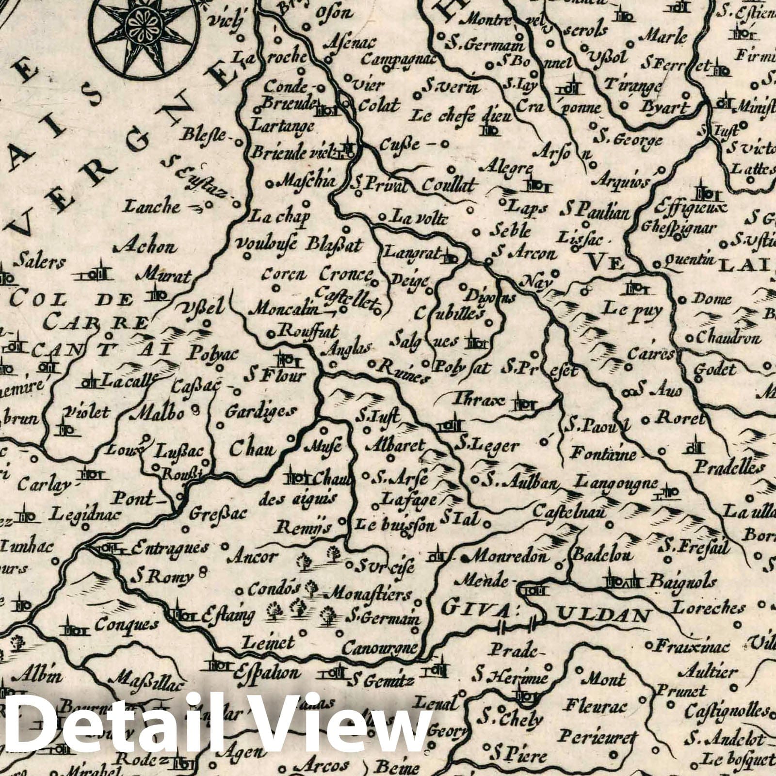 Northern Languedoc - River Map, 1636 - Historical Map Print