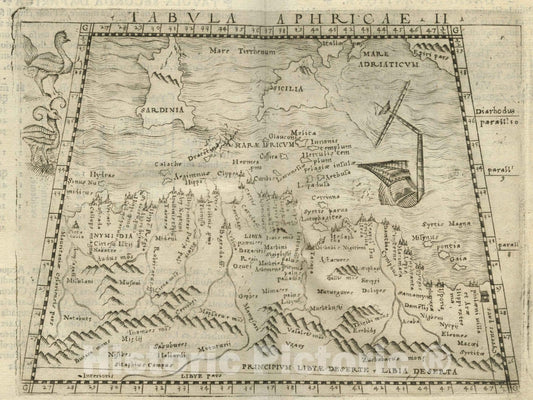 Historic Map : World Atlas Map, Tabula Aphricae II 1548 - Vintage Wall Art