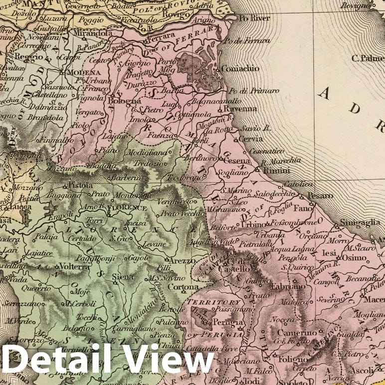 Historic Map : World Atlas Map, Italy (North Part). 1836 v2 Vintage Wall Art