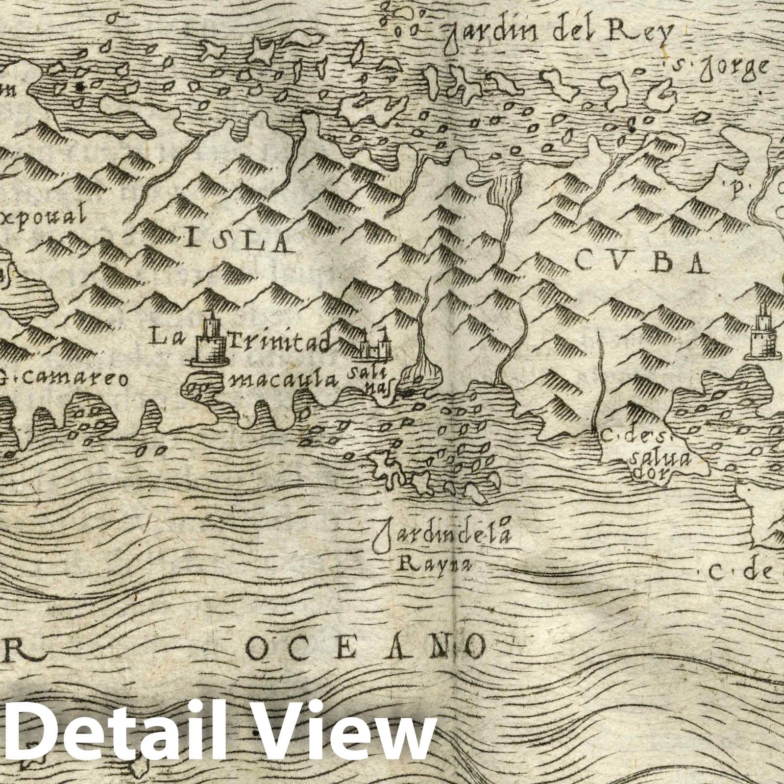 Cuba - Route Map, 1548 - Ptolemeo Historical Map Reproduction