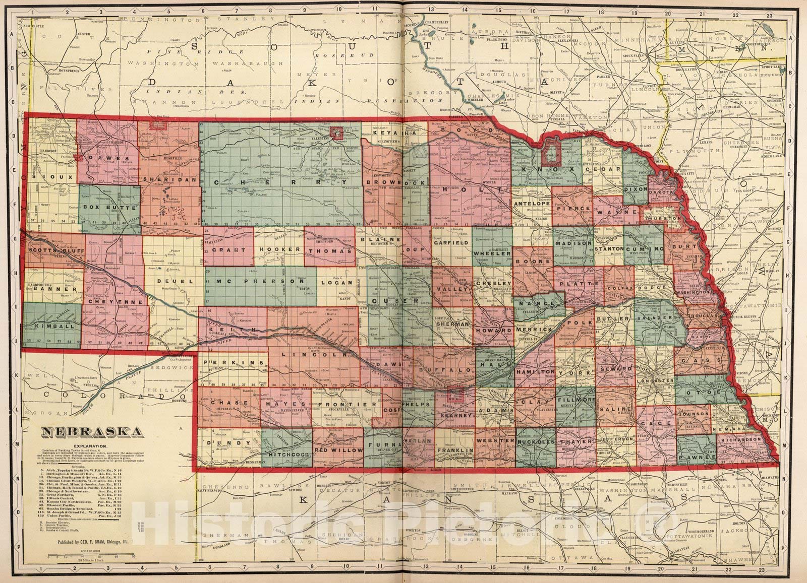 Historic Map : Dawson County Nebraska, County Atlas Map, Nebraska. 1904 - Vintage Wall Art