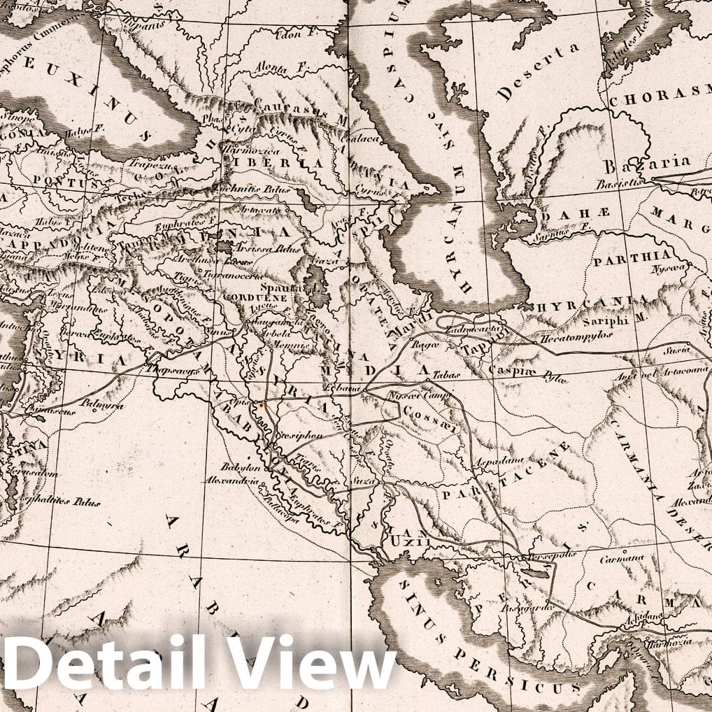 Empire and Expeditions of Alexander the Great, 1824 - Historical Map Print
