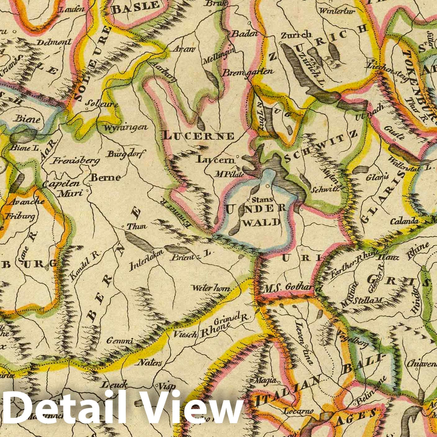 Switzerland, 1814 - Historical Map Print from Carey's General Atlas