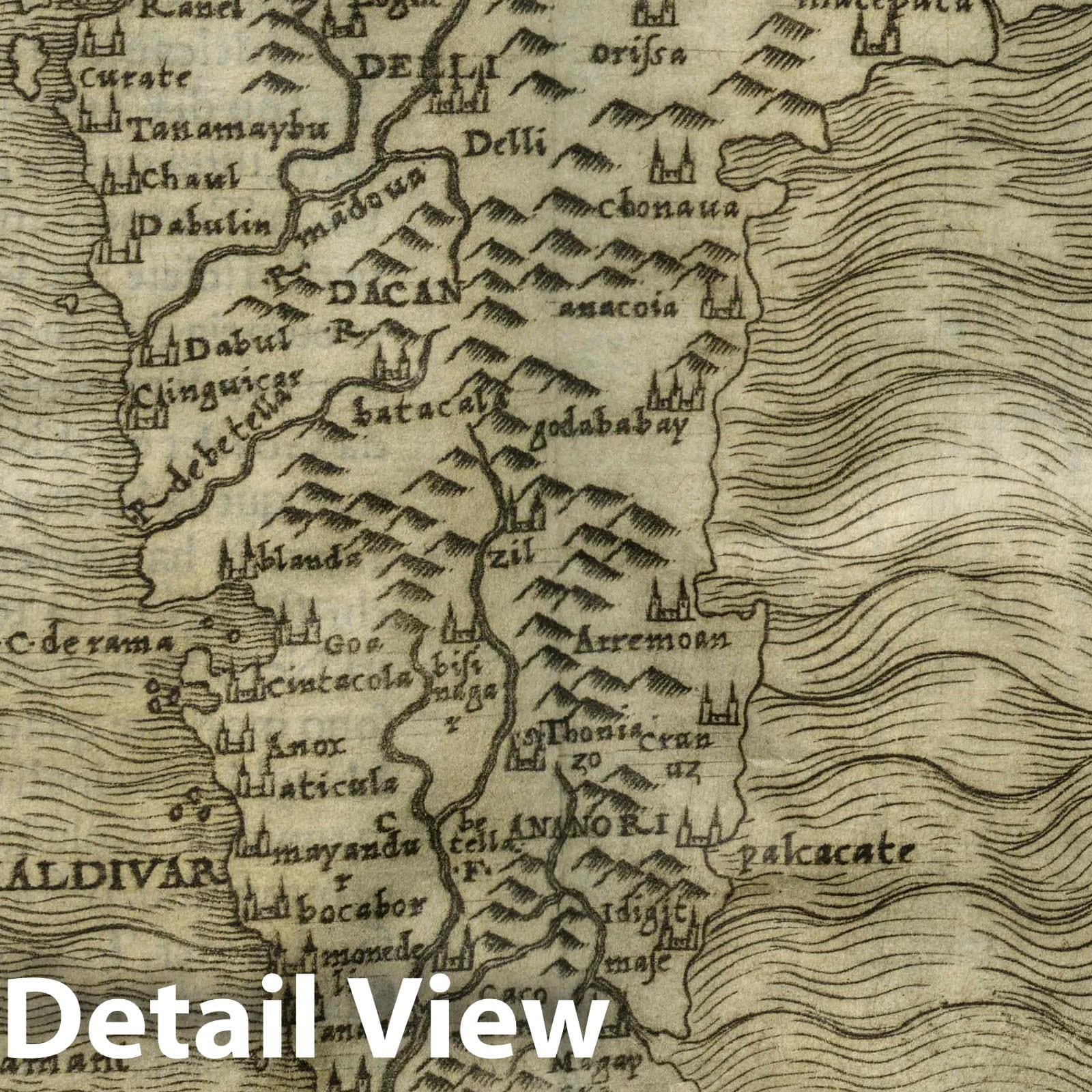 Calicut and Southern India - Route Map, 1548 - Historical Map Print