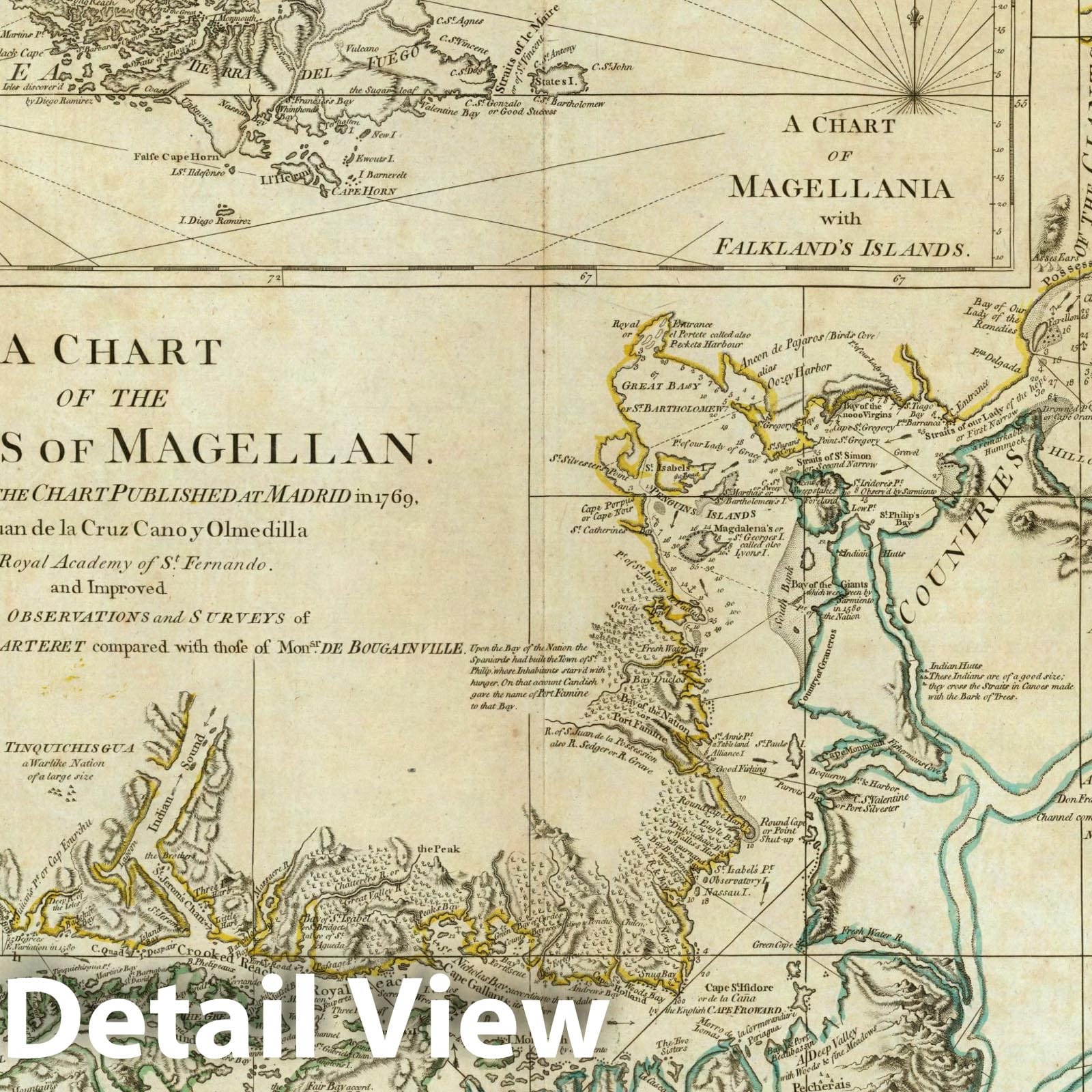 Straits of Magellan - Nautical Chart, 1776 - Historical Map Print