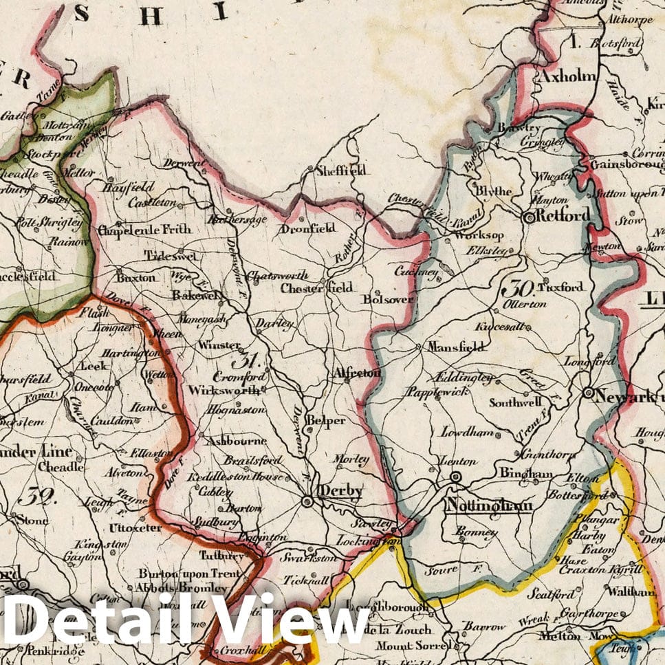England - Boundary Map, 1830 - Historical Map Print