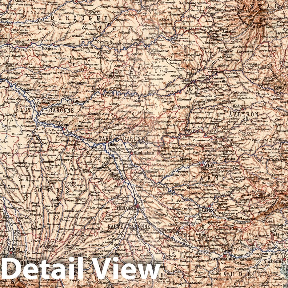 South Western France, 1925 - Historical Map Print from Stieler's Atlas