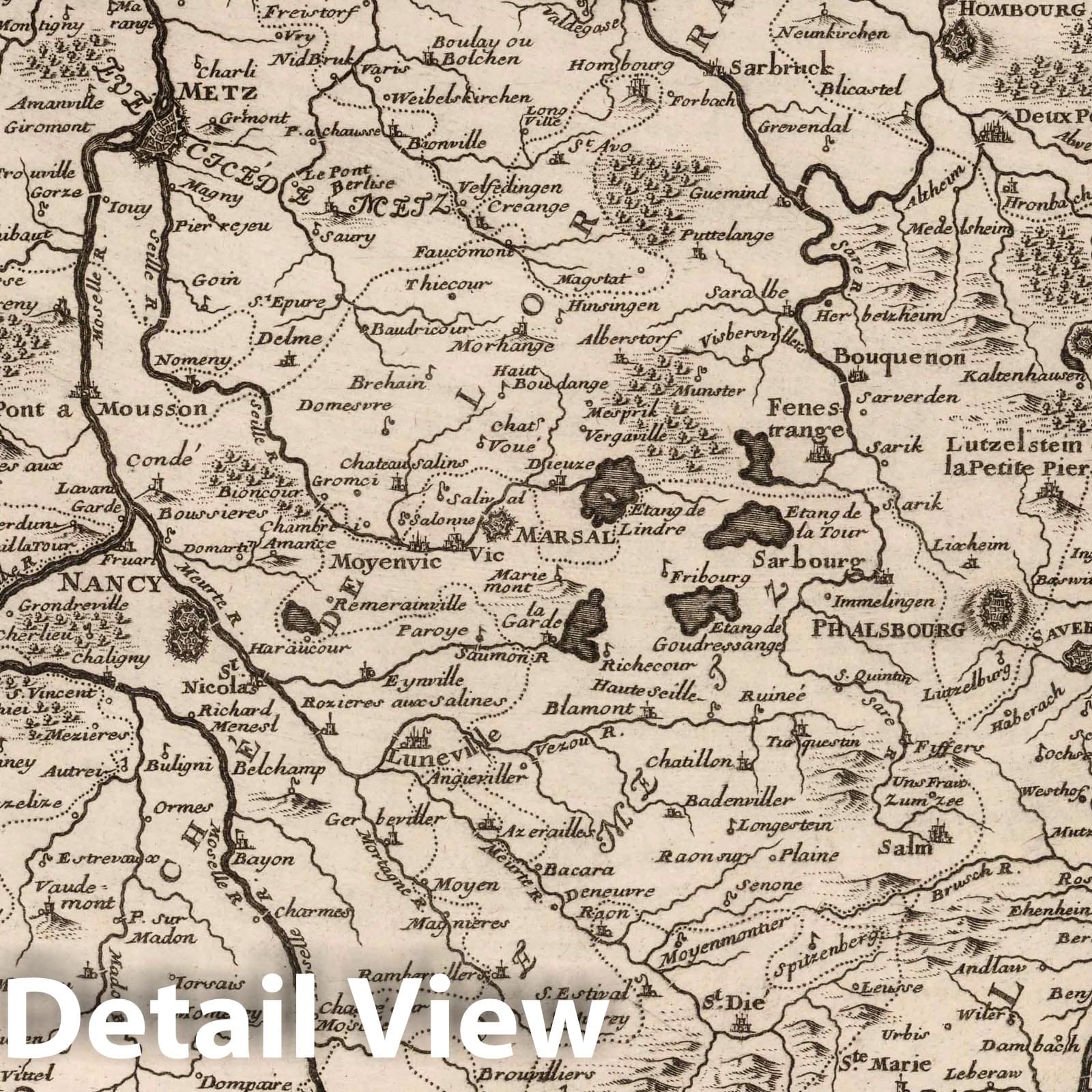 Lorraine and Bar, France 1705 Historical Map Print