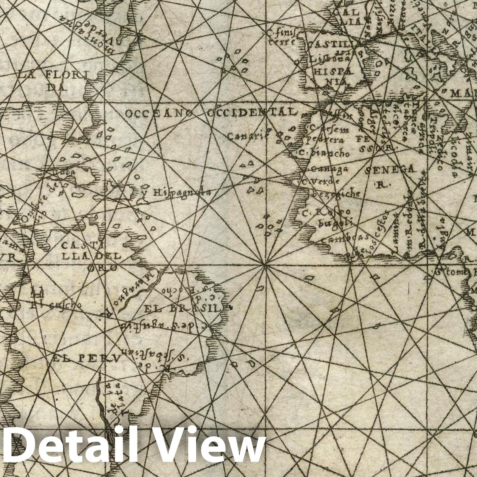 World - Nautical Chart, 1548 - Ptolemy Gastaldi Historical Map Print