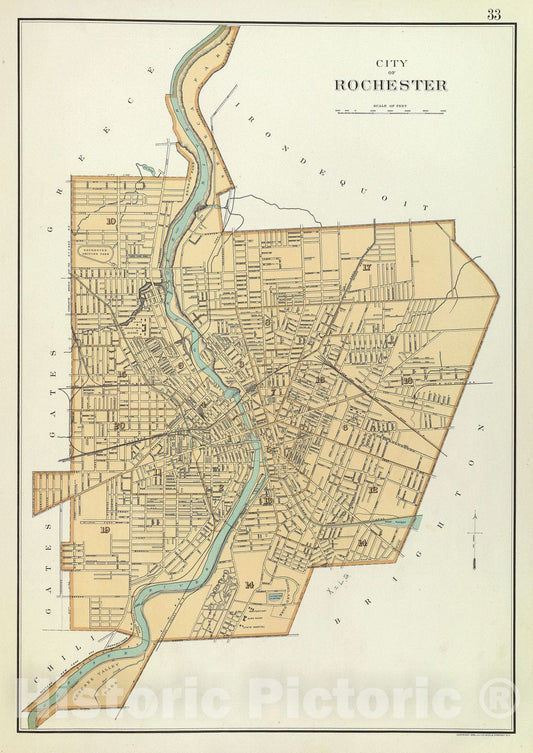 Historic Map : State Atlas Map, Rochester. 1895 - Vintage Wall Art