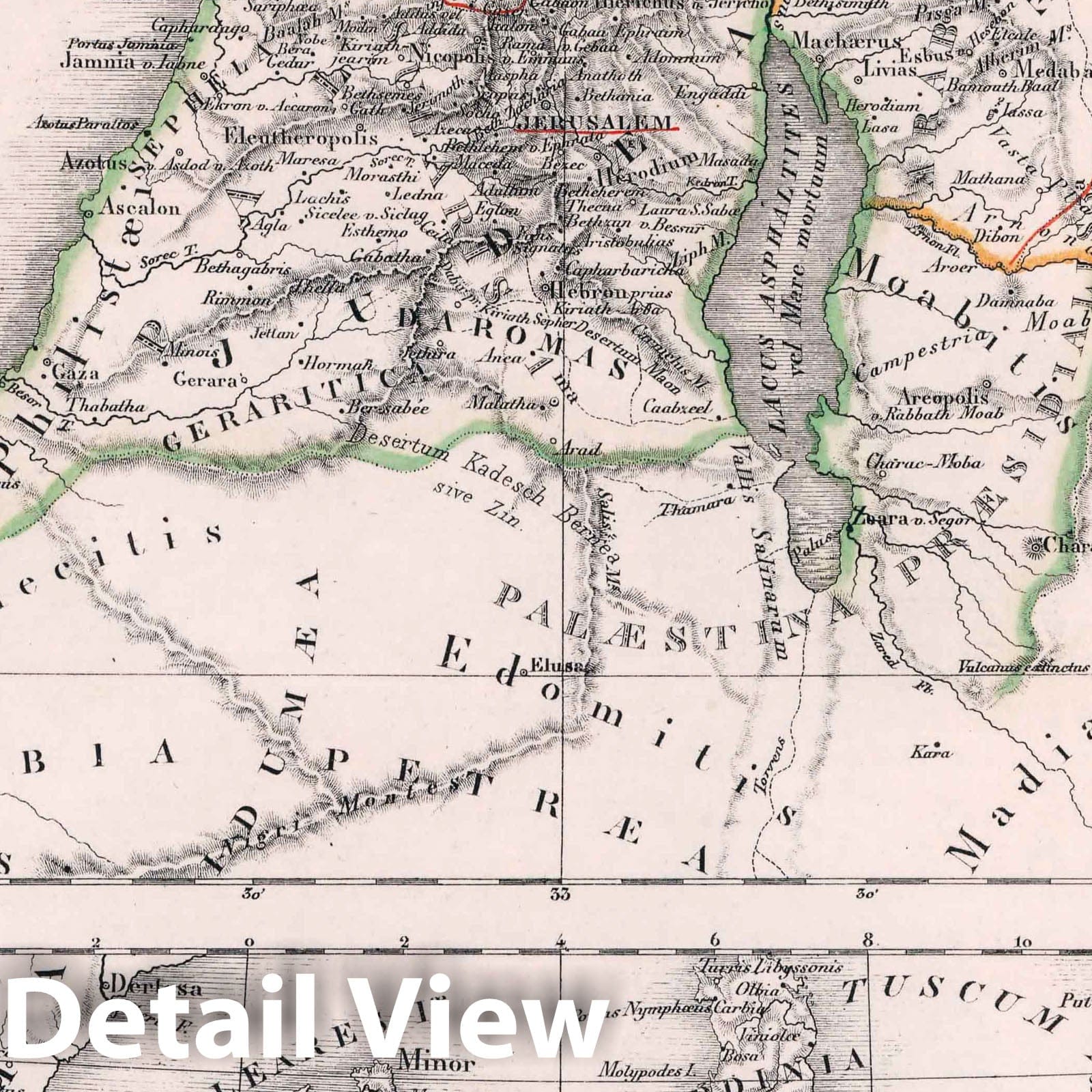 Palestine under the Romans, North Africa, 1831 - Historical Map Print