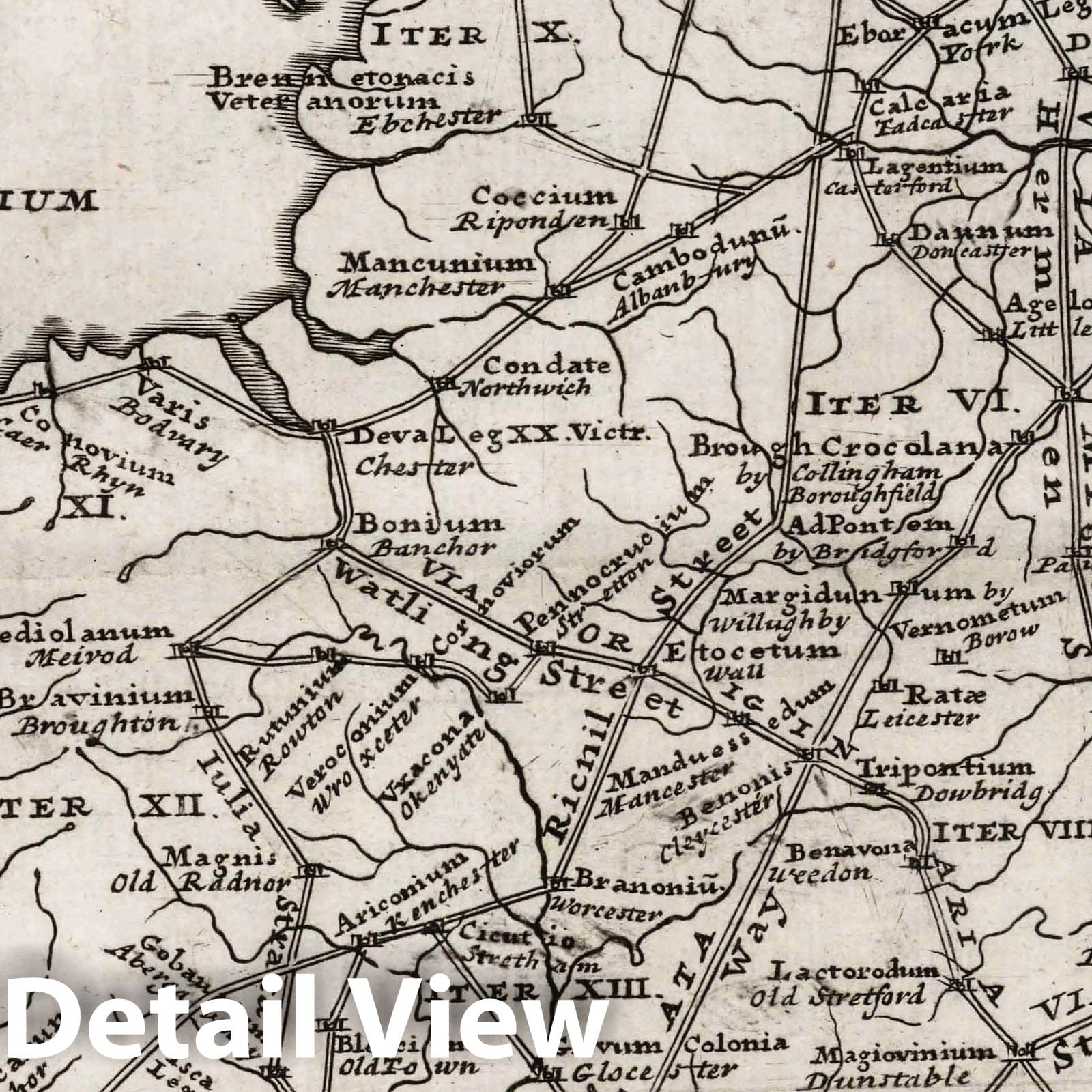 England and Wales with Roads, 1724 - Herman Moll Historical Map Print