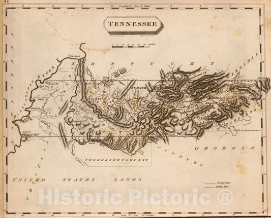 Historic Map : World Atlas Map, Tennessee. 1804 - Vintage Wall Art