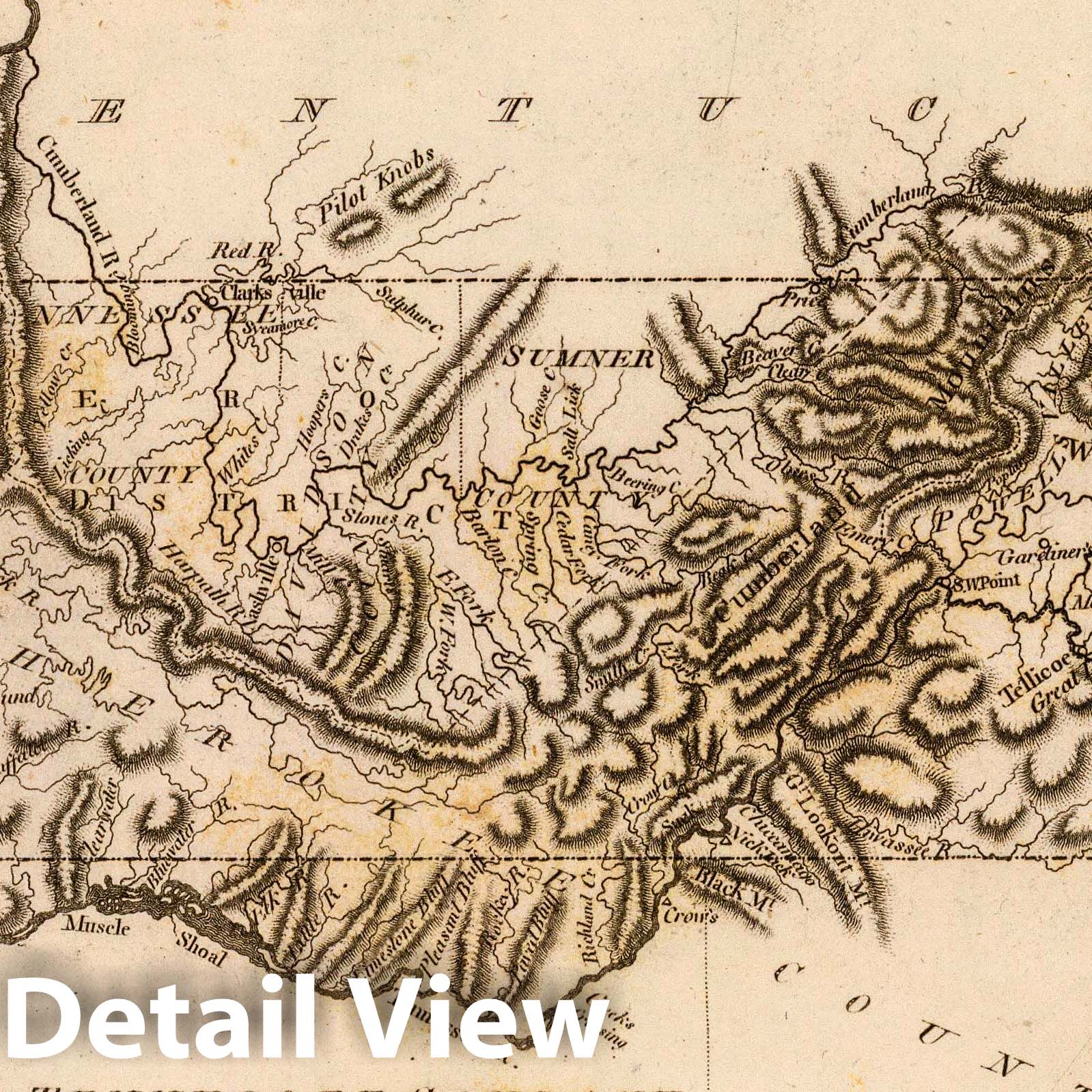 Tennessee - River Map, 1804 - Historical Map Print