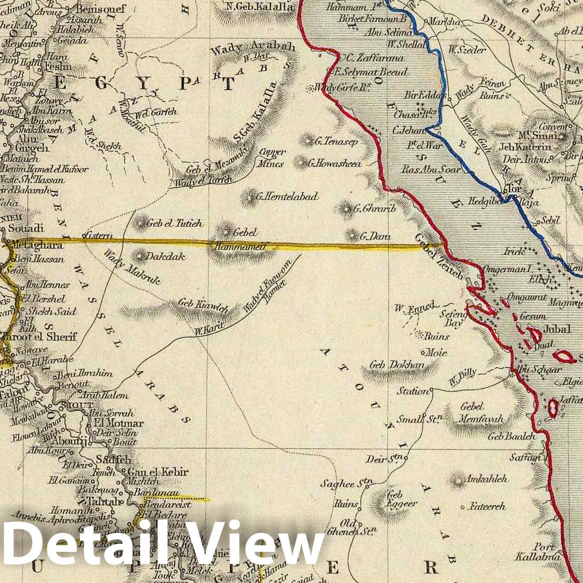 Egypt and Arabia Petraea, 1851 - Historical Map Print