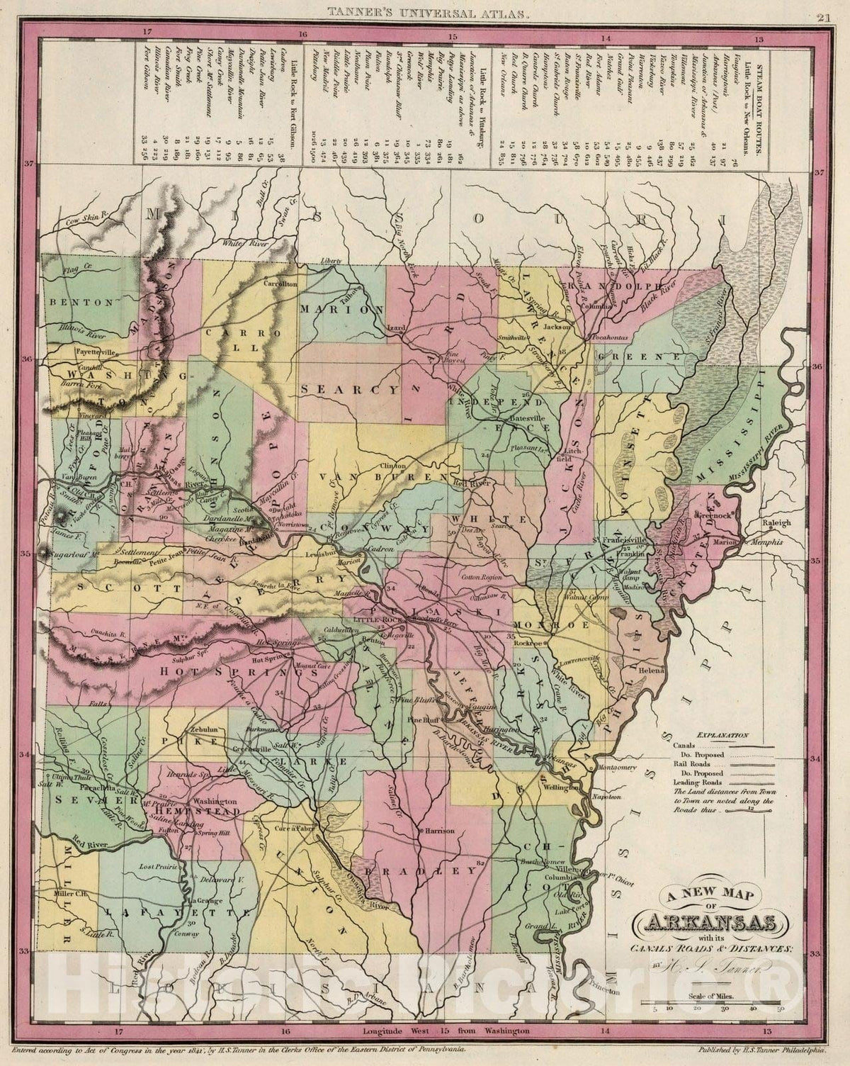 Historic Map : World Atlas Map, Arkansas. 1841 v2