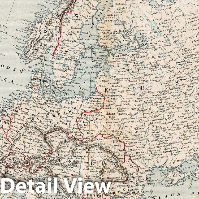 Europe, 1883 - Cram's Unrivaled Family Atlas Historical Map Print