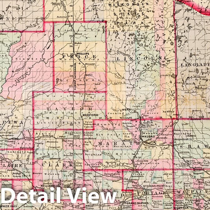 Historic Map : Wisconsin. 1881 - Vintage Wall Art