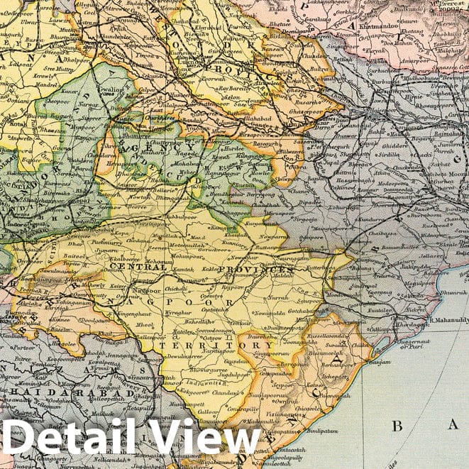 India - Railroad Map, 1892 - Historical Map Print