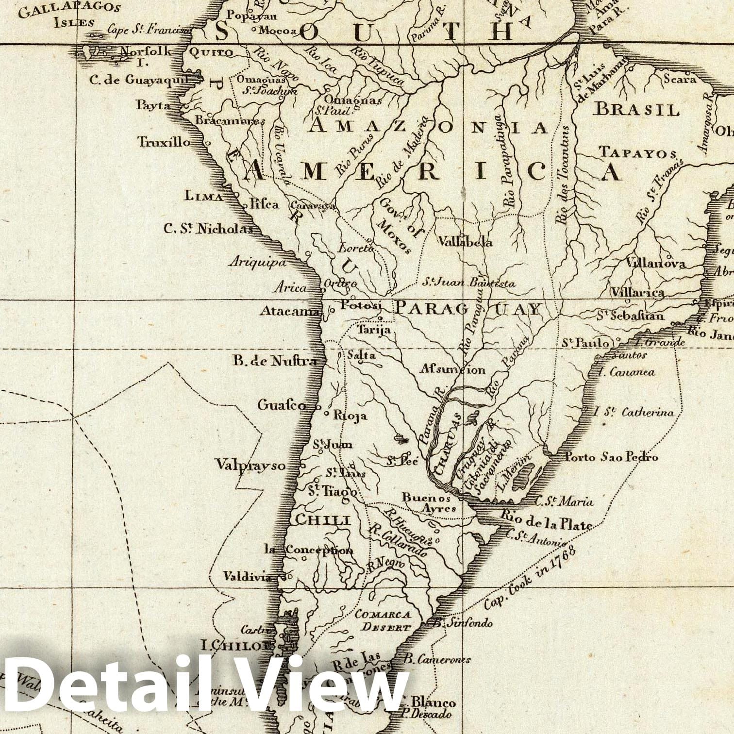 South America and Adjacent Islands, 1794 - Historical Map Print