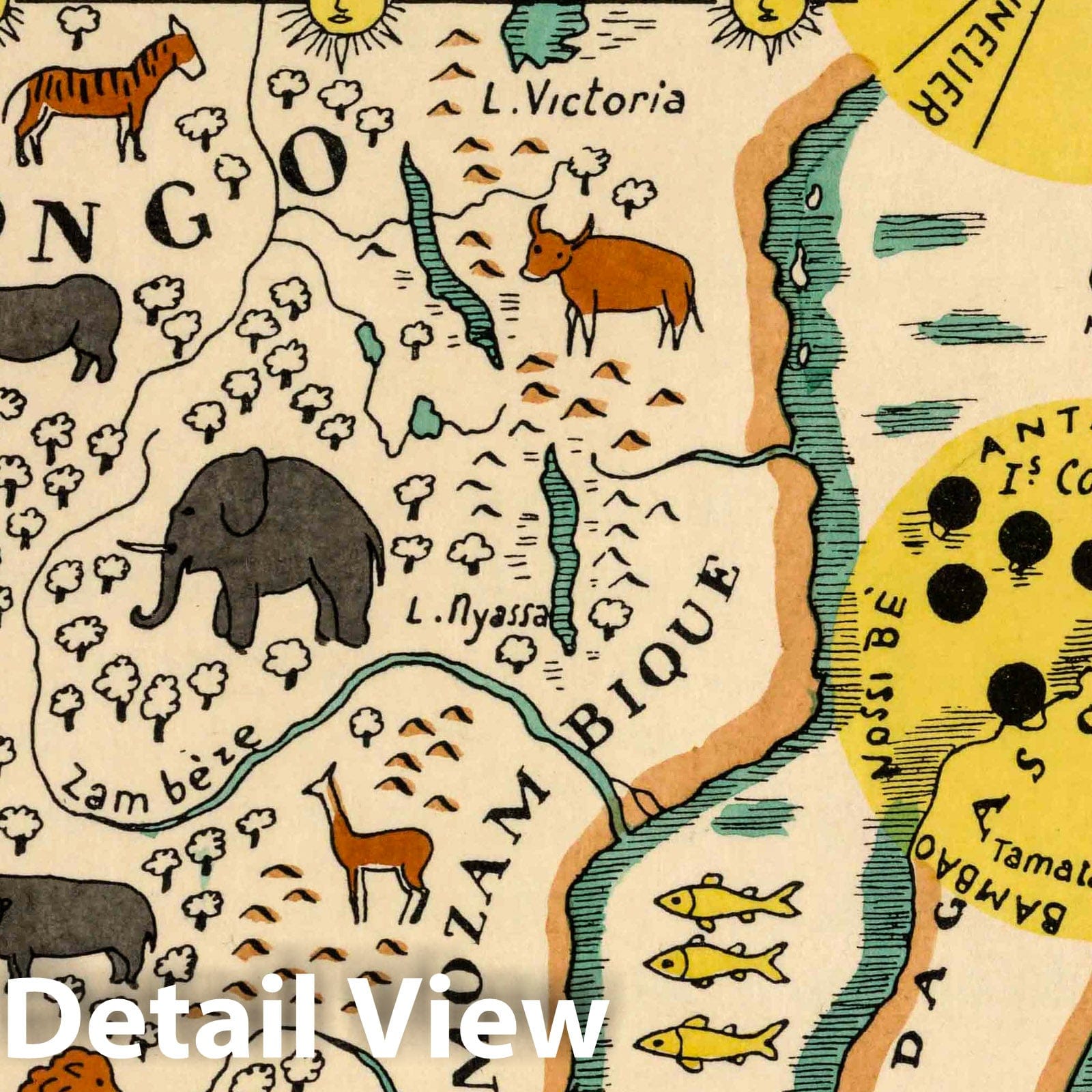 Southern Africa - Pictorial Map, 1931 - Historical Map Print