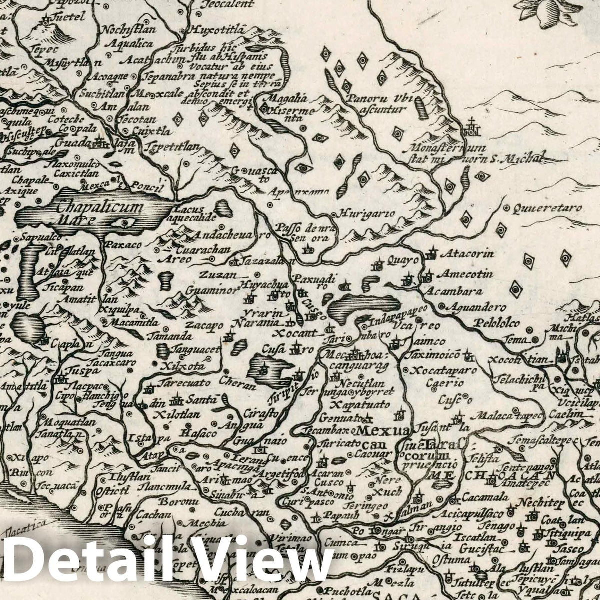 New Spain (Mexico) - River Map, 1636 - Historical Map Print