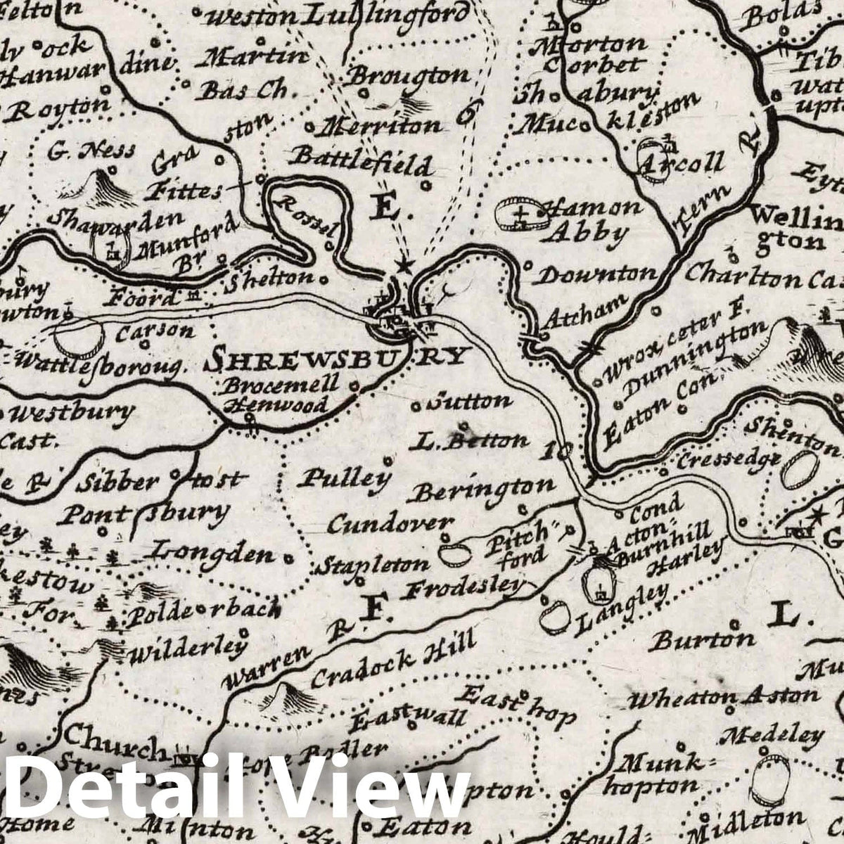 Shropshire - Road Map, 1724 by Herman Moll - Historical Map Print