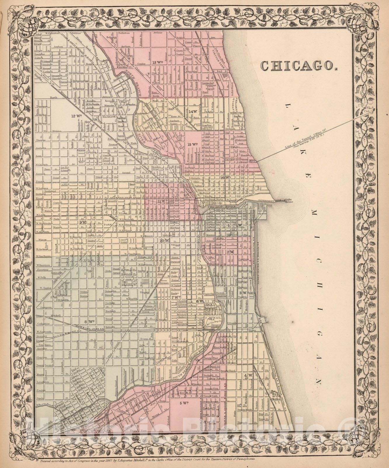 Historic Map : World Atlas Map, Chicago 1868 - Vintage Wall Art